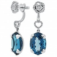 Серьги с топазом и бриллиантами из золота 585 пробы 270386