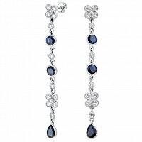 Серьги с сапфирами и бриллиантами из золота 750 пробы инд 094